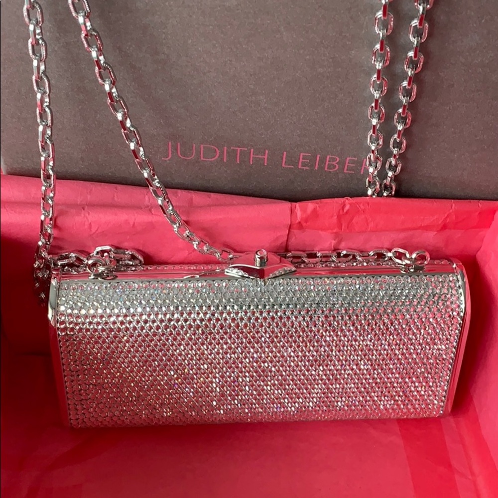 Judith Leiber white crystal clutch